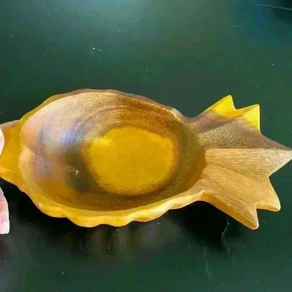 Pacific Hand Carved Wood Hawaii Pineapple 9" Bowl Philippines Monkey‎ Pod - Picture 1 of 4